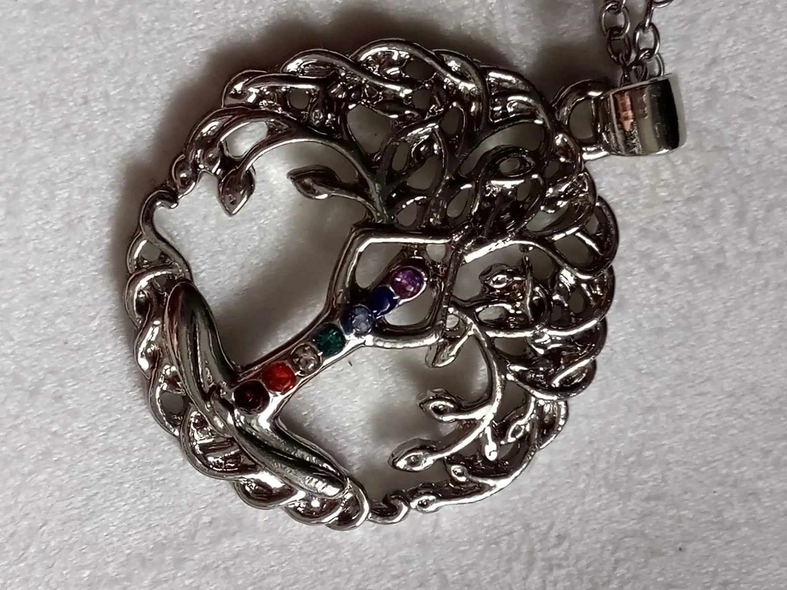 Collier argenté arbre de vie chakras – photo 4
